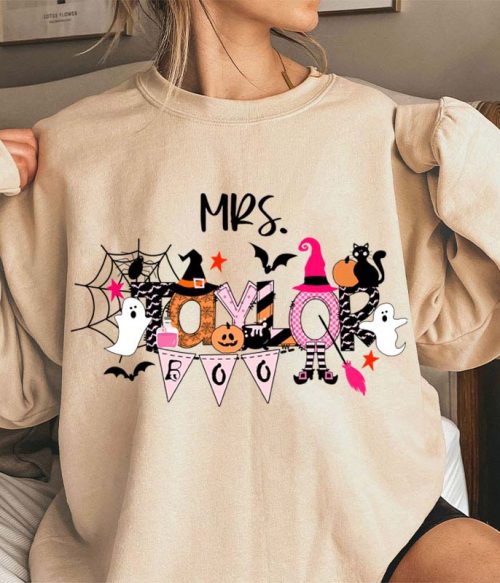 Personalized Name Happy Halloween Teacher Sweatshirt