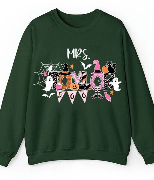 Personalized Name Happy Halloween Teacher Sweatshirt