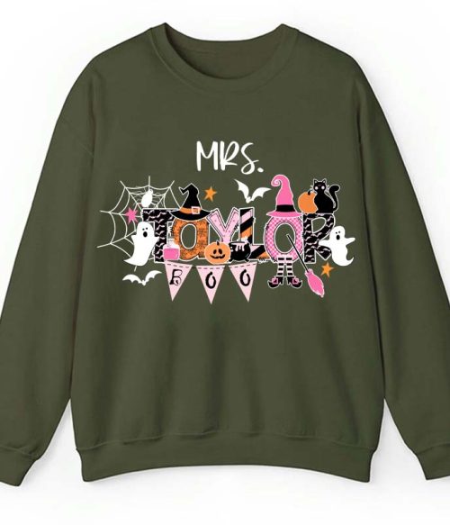Personalized Name Happy Halloween Teacher Sweatshirt