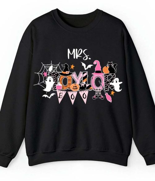 Personalized Name Happy Halloween Teacher Sweatshirt