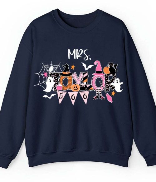 Personalized Name Happy Halloween Teacher Sweatshirt