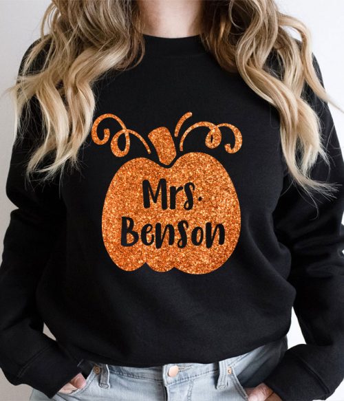 Personalized Halloween Pumpkins Teacher Sweatshirt