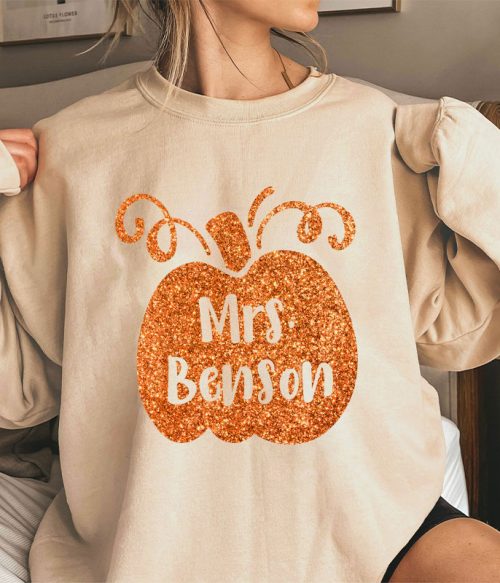 Personalized Halloween Pumpkins Teacher Sweatshirt