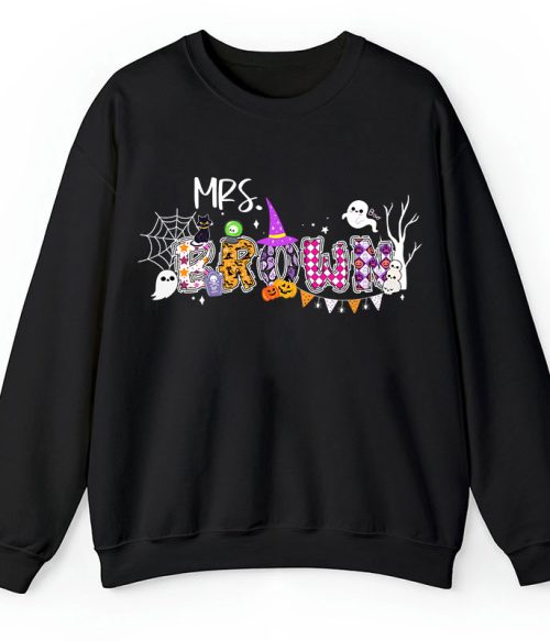 Personalized Name Happy Halloween Teacher Sweatshirt
