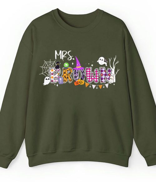 Personalized Name Happy Halloween Teacher Sweatshirt