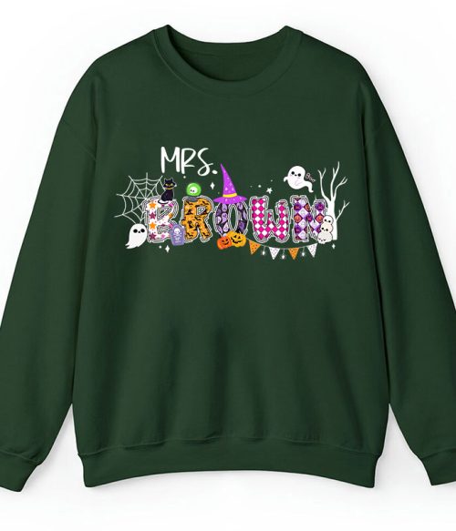 Personalized Name Happy Halloween Teacher Sweatshirt
