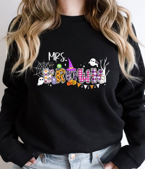 Personalized Name Happy Halloween Teacher Sweatshirt
