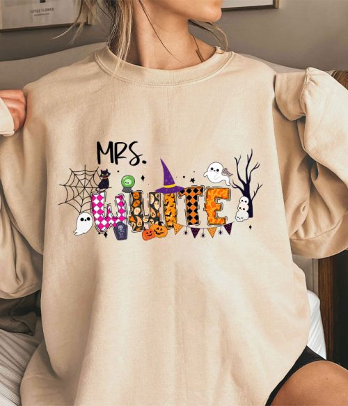 Personalized Name Happy Halloween Teacher Sweatshirt