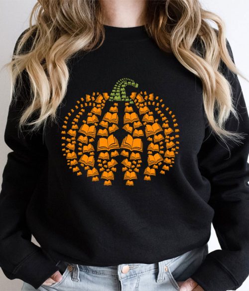 Halloween Pumpkins And Books Teacher Sweatshirt