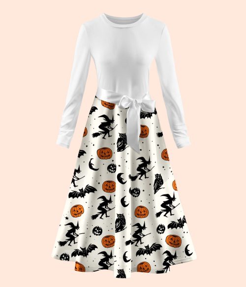 Halloween Witch Teacher Long Sleeve Dress
