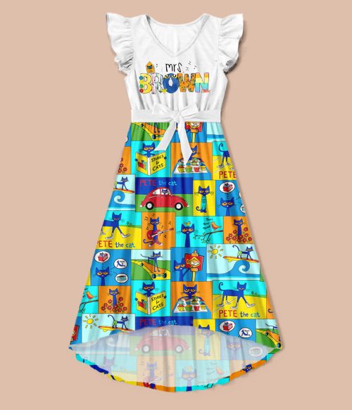 Personalized Name Smile Cat Teacher One Piece Dress