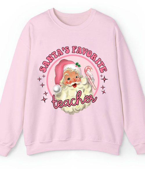 Santa's Favorite Teacher Pinky Winter Teacher Sweatshirt