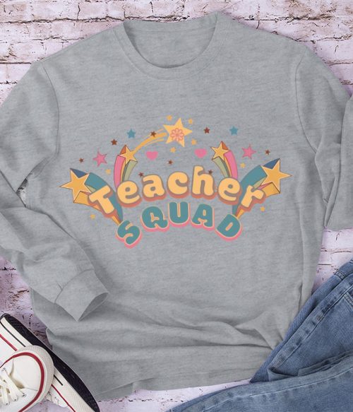 Flamed Teacher Squad Long Sleeve T-Shirt