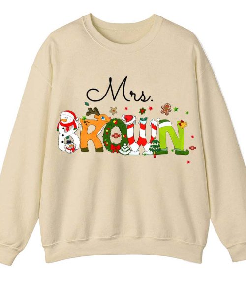 Personalized Christmas Style Teacher Sweatshirt