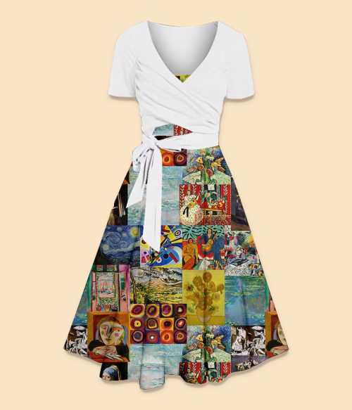 Falling Into The Ocean Of Art Teacher Uspender Long Skirt Top Suit