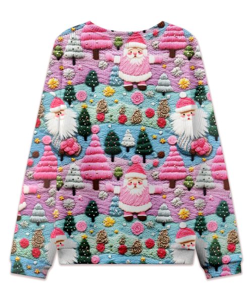 Pink Dreamy Christmas Teacher Cable Knit Sweatshirt