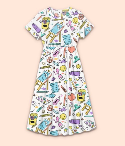 Freely Draw The Picture In Your Mind Teacher Printed Dress