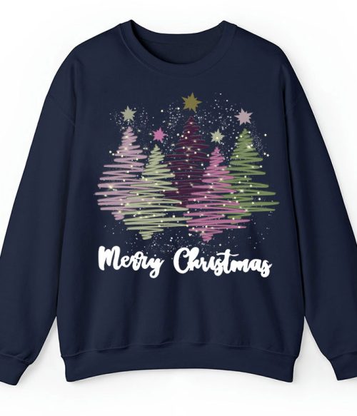 Merry Christmas Colorful Trees Teacher Sweatshirt