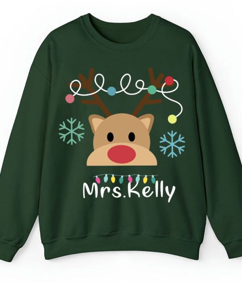 Personalized Merry Christmas Teacher Sweatshirt