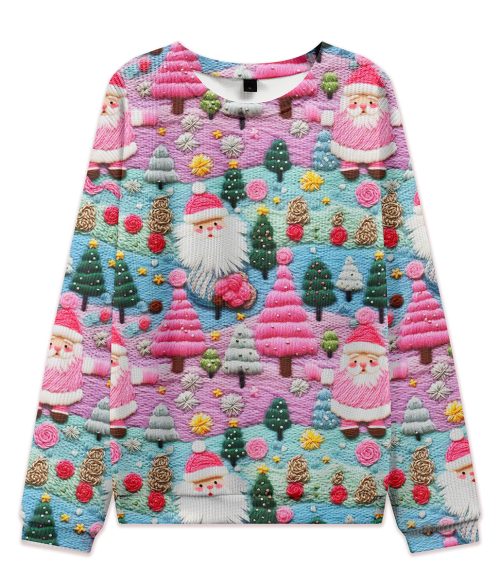 Pink Dreamy Christmas Teacher Cable Knit Sweatshirt