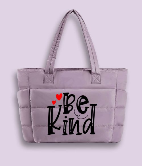 Be Kind Red Heart Teacher Puffy Tote Bag