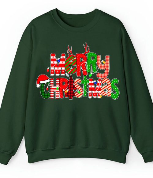 Merry Christmas With Rich Pattern Teacher Sweatshirt