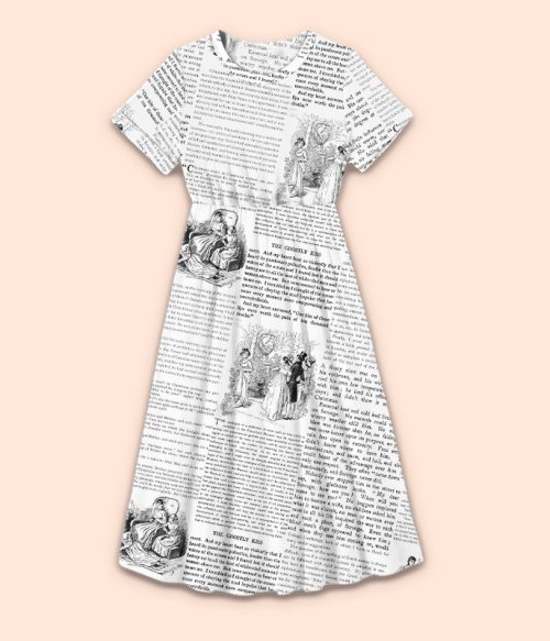 Retro Design Little Women Chapter Teacher Printed Dress