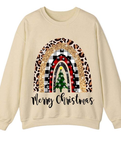 Merry Christmas A Christmas Tree In The Snow Teacher Sweatshirt