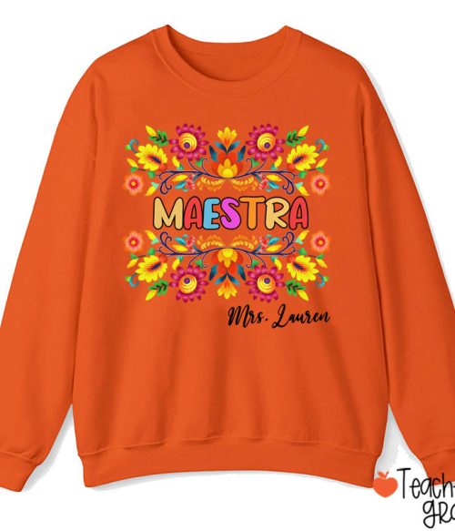 Personalized Name Maestra Teacher Sweatshirt