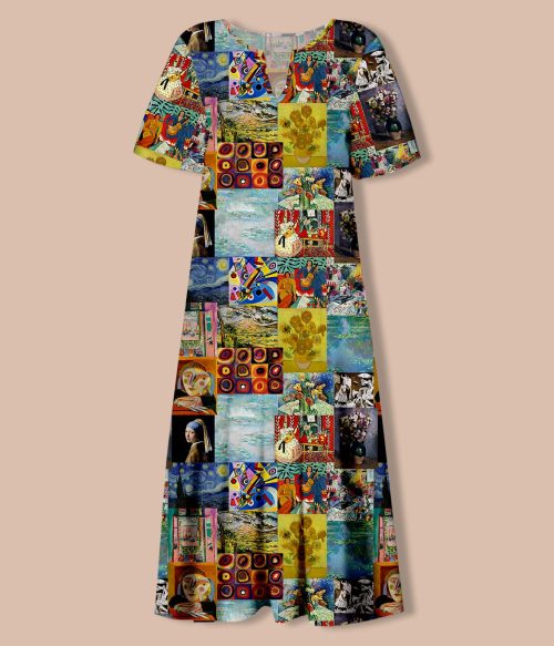 Falling Into The Ocean Of Art Teacher V-Neck Long Dress