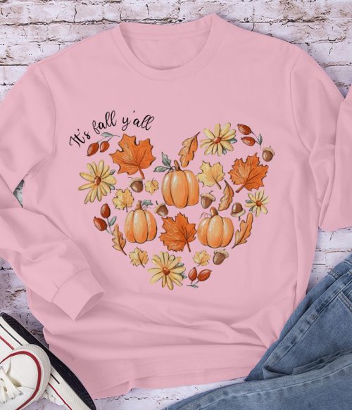 It's Fall Y'all The Heartbeat Of Fall Teacher Long Sleeve T-Shirt
