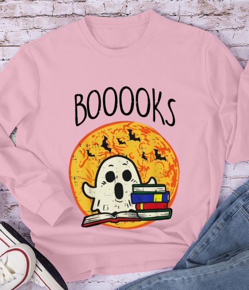 Booooks Ghost Reading Teacher Long Sleeve T-Shirt