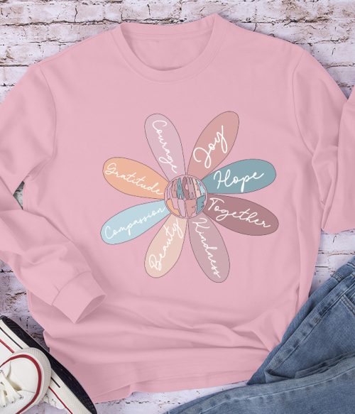Life Is Good Letter Flower Teacher Long Sleeve T-Shirt