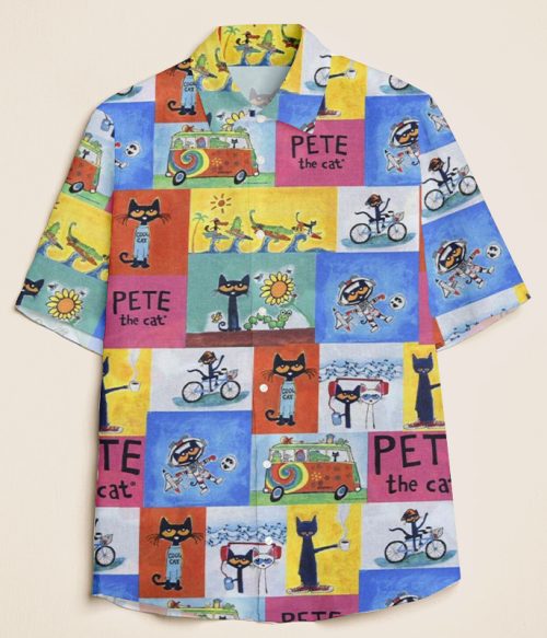 Cartoon Cat Teacher Short Sleeve Shirt