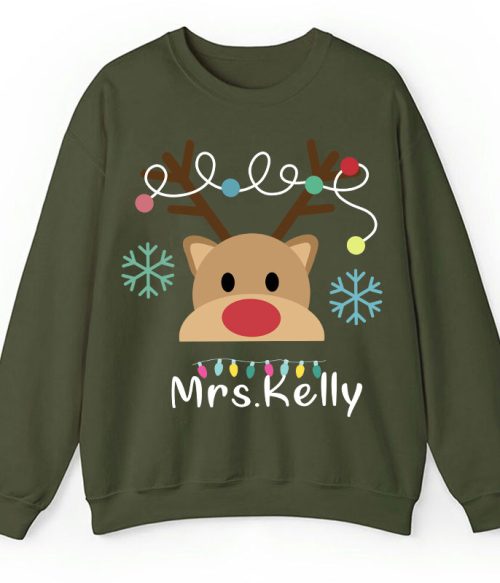 Personalized Merry Christmas Teacher Sweatshirt