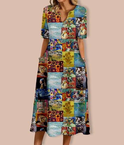 Falling Into The Ocean Of Art Teacher V-Neck Long Dress