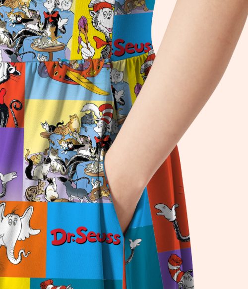 The Cat's Daily Routine Teacher Printed One Piece Dress