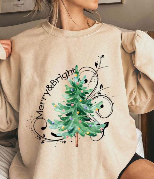 Merry And Bright Christmas Teacher Sweatshirt