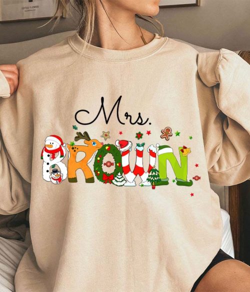 Personalized Christmas Style Teacher Sweatshirt