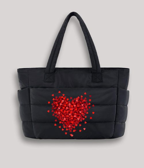 Let Love Fill Your Heart Teacher Puffy Tote Bag