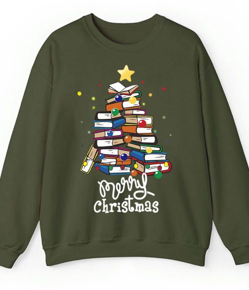Merry Christmas Books Teacher Sweatshirt