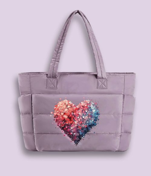 Bubble Heart Teacher Puffy Tote Bag