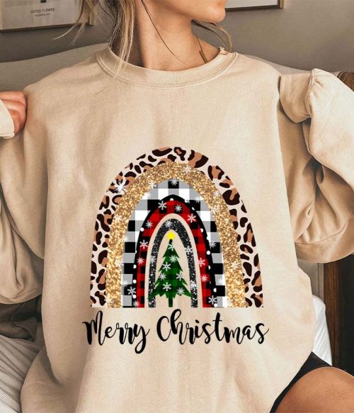 Merry Christmas A Christmas Tree In The Snow Teacher Sweatshirt