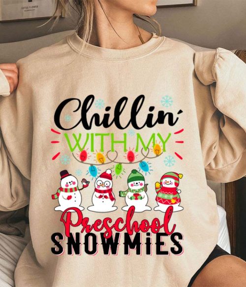 Personalized Chillin With My Snowmies Teacher Sweatshirt