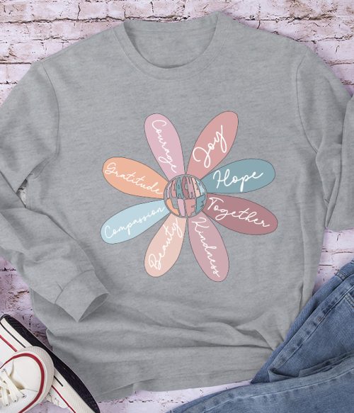 Life Is Good Letter Flower Teacher Long Sleeve T-Shirt