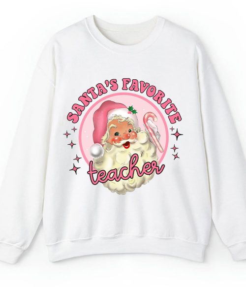Santa's Favorite Teacher Pinky Winter Teacher Sweatshirt