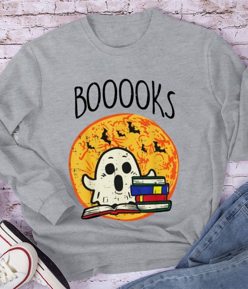 Booooks Ghost Reading Teacher Long Sleeve T-Shirt