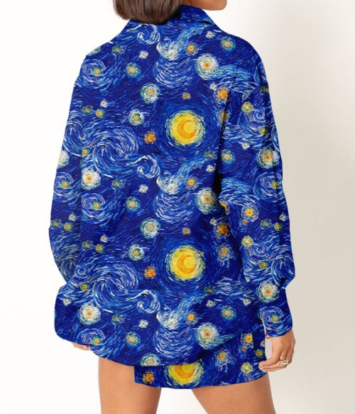 Night Of Stars And Moon Teacher Long Sleeve Shirt And Shorts Set