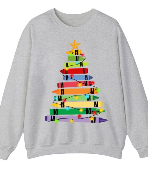 Crayons Tree Colored Ligths Teacher Sweatshirt
