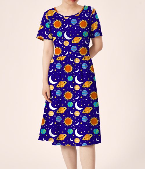 Travel Into Space With Me Teacher Printed One Piece Dress